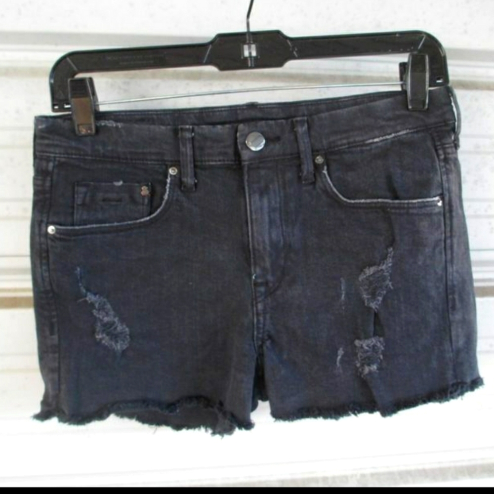 Size 6 Distressed black denim jeans shorts h&m